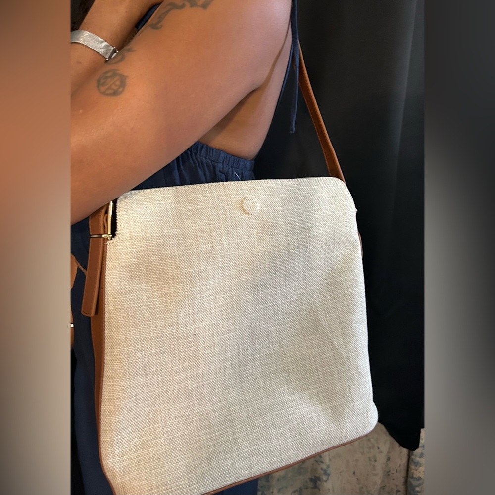 J. Crew Cream and Tan Shoulder Bag